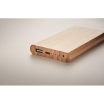 Wireless bamboo power bank as a sustainable gift, 6,000 mAh wood colour fourth photographic view