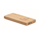 Wireless bamboo power bank as a sustainable gift, 6,000 mAh wood colour main view