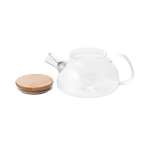 Borosilicate glass teapot with bamboo lid and infuser, 750ml transparent colour third view