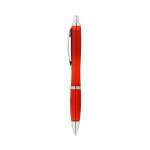 Recycled plastic ballpoint pen with blue ink for trade fairs red colour