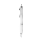 Recycled plastic ballpoint pen with blue ink for trade fairs white colour