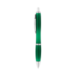 Recycled plastic ballpoint pen with blue ink for trade fairs green colour