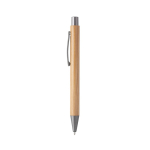 Bamboo ballpoint pen with metal clip, gray, blue ink natural colour first view