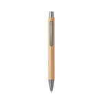 Bamboo ballpoint pen with metal clip, gray, blue ink natural colour