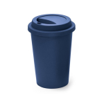 Branded reusable travel plastic cup with lid, 450 ml navy-blue colour