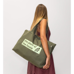 Recycled cotton bag with long handles, 280 g/m2 dark green colour fourth view