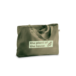 Recycled cotton bag with long handles, 280 g/m2 dark green colour image with logo