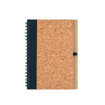 Cork and RPET hard cover notebook with pen, B6, plain pages black colour first view