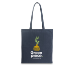 Tote bag made of recycled cotton & RPET, 180 g/m2, Reciclo Cairo navy-blue colour image with logo