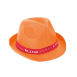 Bucket hat with white band, coloured polyester orange colour image with logo 4