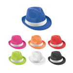Bucket hat with white band, coloured polyester various colours