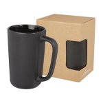 Large ceramic mug with matte finish, 480 ml black colour side view