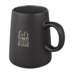 Ceramic mug with jug shape, 450 ml black colour pad printing view