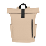 Water-resistant roll-top laptop backpack, recycled polyester 15.6” ivory colour second front view