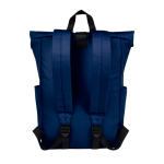 Water-resistant roll-top laptop backpack, recycled polyester 15.6” navy-blue colour
