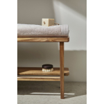 Branded cotton and tencel towel, 70 × 140 cm beige colour ambient view