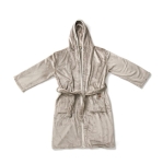 Premium fleece bathrobe with hood and pockets, size L/XL grey colour