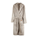 Premium fleece bathrobe with hood and pockets, size L/XL grey colour fourth view