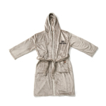 Premium fleece bathrobe with hood and pockets, size L/XL grey colour view with logo