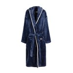 Premium fleece bathrobe with hood and pockets, size L/XL navy-blue colour