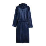 Premium fleece bathrobe with hood and pockets, size L/XL navy-blue colour third view