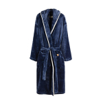Premium fleece bathrobe with hood and pockets, size L/XL navy-blue colour second view