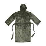 Premium fleece bathrobe with hood and pockets, size L/XL dark green colour