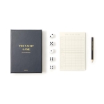 Five dice game in elegant box with notepad and pencil navy-blue colour