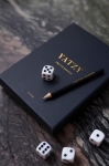 Five dice game in elegant box with notepad and pencil navy-blue colour