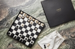 Classic chess set with black and white wooden pieces black colour