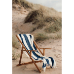 Cotton beach towel with tassels, 450 g/m², 80 × 180 cm navy-blue colour