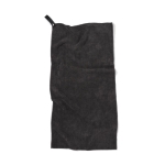 Branded high-absorption microfibre towel, 40 × 80 cm black colour