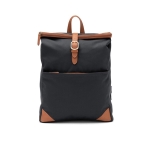 Recycled polyester laptop backpack with buckle closure dark grey colour