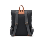 Recycled polyester laptop backpack with buckle closure dark grey colour
