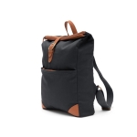 Recycled polyester laptop backpack with buckle closure dark grey colour