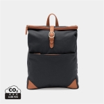 Recycled polyester laptop backpack with buckle closure dark grey colour