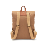 Recycled polyester laptop backpack with buckle closure light brown colour second view