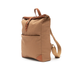Recycled polyester laptop backpack with buckle closure light brown colour third view