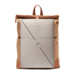 Recycled polyester laptop backpack with buckle closure light brown colour fifth view