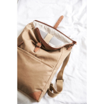 Recycled polyester laptop backpack with buckle closure light brown colour ambient view 3 
