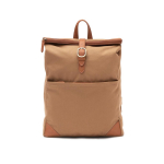 Recycled polyester laptop backpack with buckle closure light brown colour
