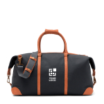 Recycled polyester weekend travel bag dark grey colour printing view