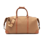 Recycled polyester weekend travel bag light brown colour