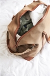 Recycled polyester weekend travel bag light brown colour