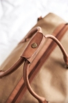 Recycled polyester weekend travel bag light brown colour