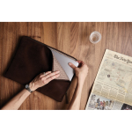 Elegant padded, branded laptop sleeve, 16” brown colour