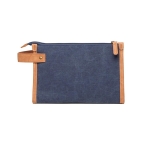 Elegant recycled toiletry bag with logo navy-blue colour