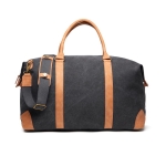 Quality, promotional recycled canvas weekend bag black colour