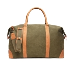 Quality, promotional recycled canvas weekend bag green colour