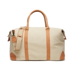 Quality, promotional recycled canvas weekend bag beige colour